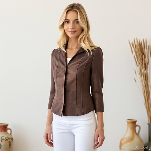 Vintage blazer braun leinen - braun,