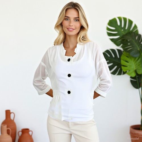Boho blazer weiß - weiß, leinen